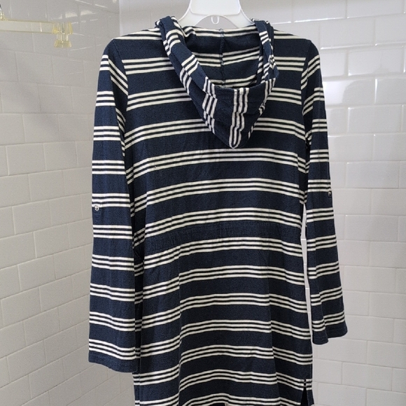 Nautica Blue and White Striped Swim Coverup with Collar - Picture 5 of 5